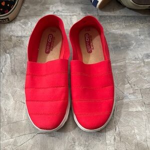 Skechers Red Slip-On Sneakers with Elastic Panels